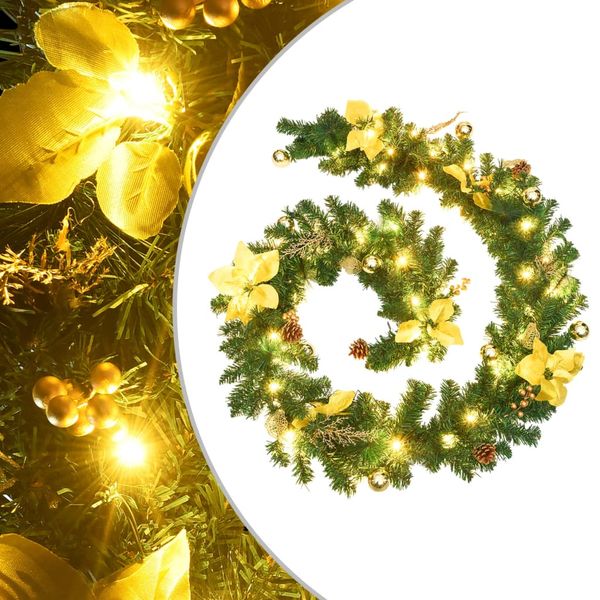 vidaXL Vianočná girlanda s LED svetielkami zelená 2,7 m PVC