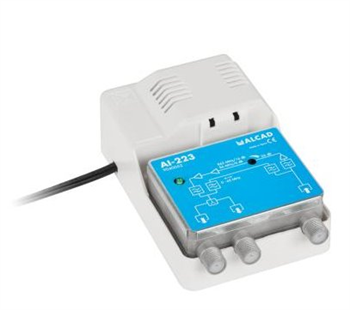 ALCAD AI-223 zosilňovač, 1 vstup TV, 2 výstupy, spätný kanál 0-65 MHz ALCAD AI-223 zosilňovač, 1 vstup TV, 2 výstupy, spätný kanál 0-65 MHz