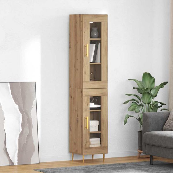 vidaXL Highboard 2 pcs Remeselný dub Sklo