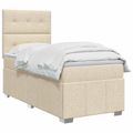 vidaXL LED boxspring posteľ s matracom Krémová 90 x 190 cm Látka