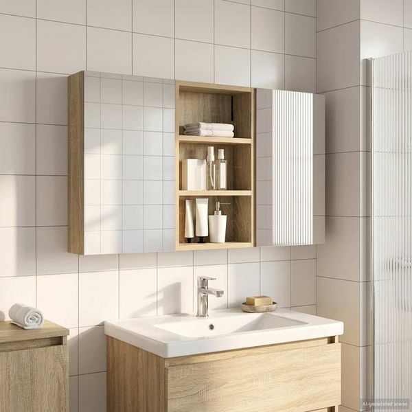 vidaXL Set kabinetov do kúpeľne s poličkou 3 pcs 90 x 10,5 x 50 cm