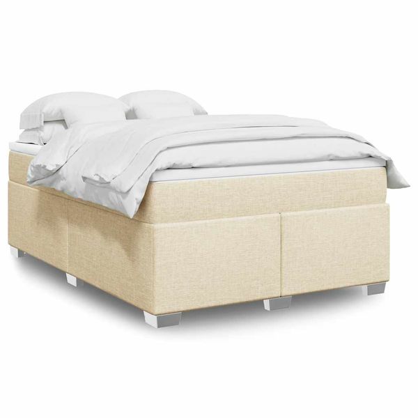 vidaXL Boxspring posteľ s matracom krémový 140x190 cm látka