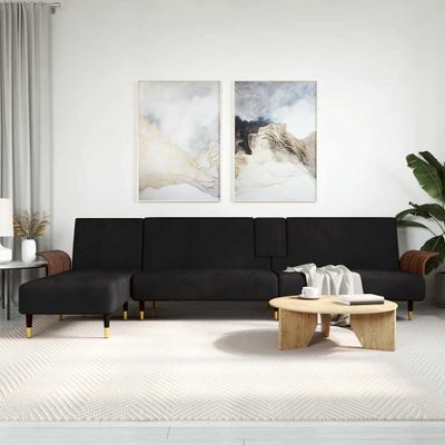 vidaXL Pohovka v tvare L čierna 279x140x70 cm zamat