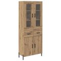 vidaXL Highboard Remeselný dub 69,5 x 34 x 180 cm Kompozitné drevo
