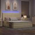 vidaXL LED úložná posteľ s matracom Krémová 160 x 200 cm Látka