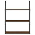 vidaXL 3-posch. nástenná polica hnedý dub 60x21x78,5 cm kompoz. drevo