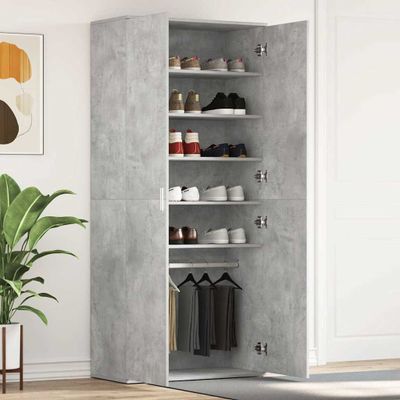 vidaXL Skriňa na topánky s poličkou Betónová šedá 80 x 39 x 178 cm