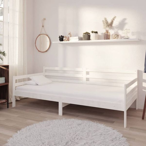 vidaXL Denná posteľ s matracom 90x200 cm, biela, borovicový masív