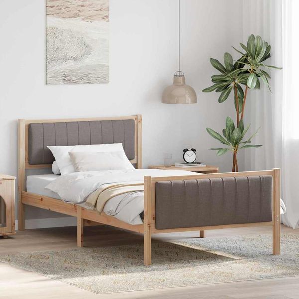 vidaXL Rám postele Hnedá a taupe 100 x 200 cm Borovicový masív