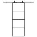 vidaXL Posuvné dvere s kovaním čierne 76x205 cm ESG sklo