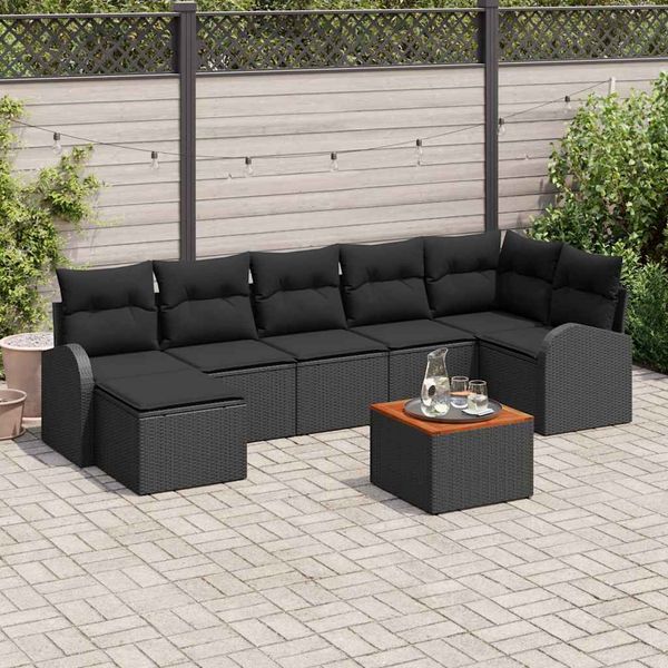 vidaXL Súprava záhradných pohoviek s úložiskom 8 pcs Čierna polyratan