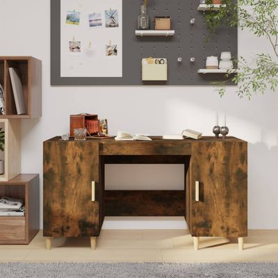 vidaXL Stôl dymový dub 140x50x75 cm spracované drevo
