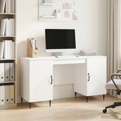vidaXL Stôl Biela s vysokým leskom 142,5 x 50 x 75 cm Kompozitné drevo