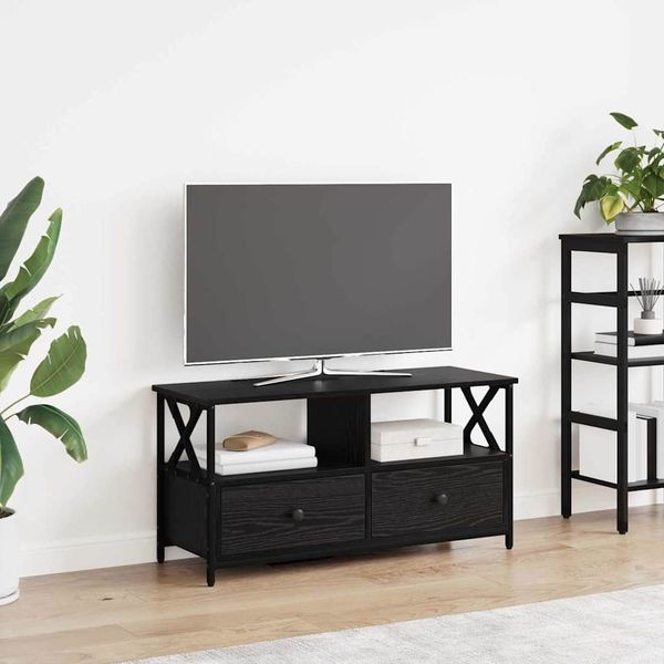 vidaXL TV skrinka Čierny dub 90 x 33 x 45 cm Inžinierske drevo a oceľ
