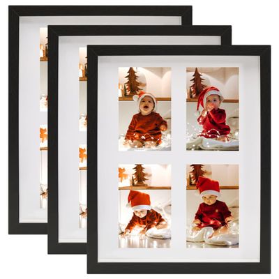 vidaXL 3D fotorámiky 3 ks čierne 28x35 cm na 4 obrázky (10x15 cm)