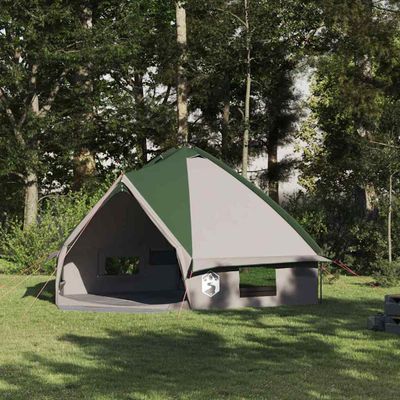 vidaXL Teepee stan pre 8 osôb Zelená a biela 490 x 410 x 210 cm