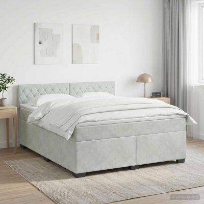 vidaXL Posteľ boxspring s matracom Svetlosivá 160 x 200 cm Zamat