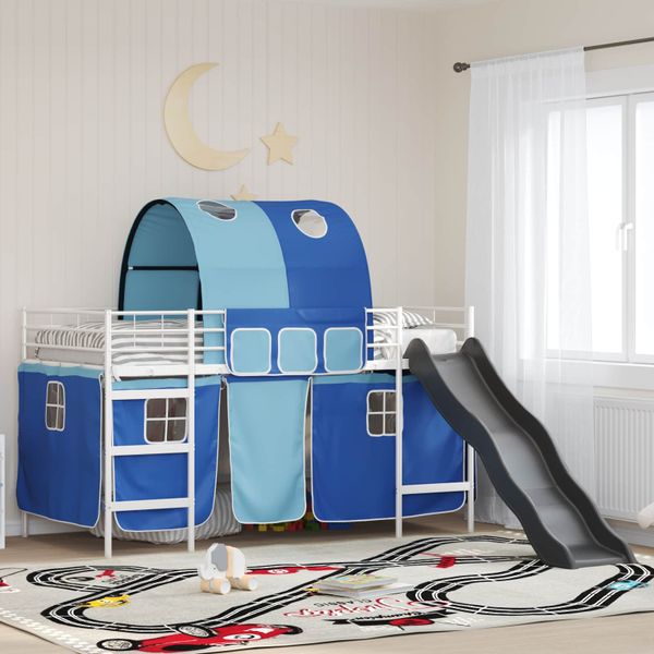 vidaXL Rám poschodovej postele pre deti Biela a modrá 80 x 200 cm Kov