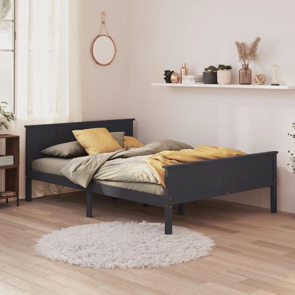 vidaXL Posteľný rám sivý borovicový masív 160x200 cm