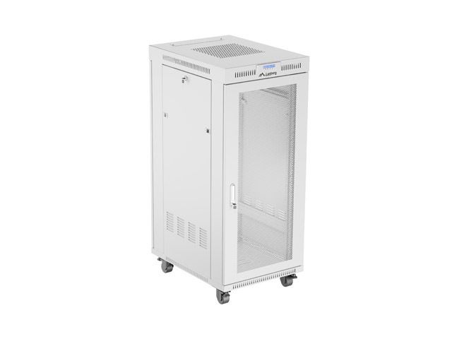 19'' Voľne stojíca racková skriňa 27U 600X800 sivá lcd s perforovanými dverami lanberg (ploché balenie)