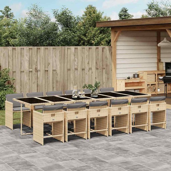 vidaXL 13-dielna záhrad. jedálenská sada vankúše mix béžovej polyratan