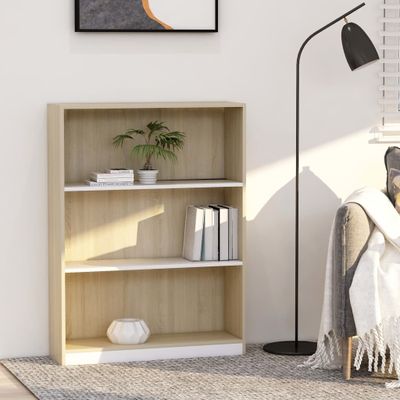 vidaXL Knižnica biela a farba dubu sonoma 80x24x108 cm drevotrieska