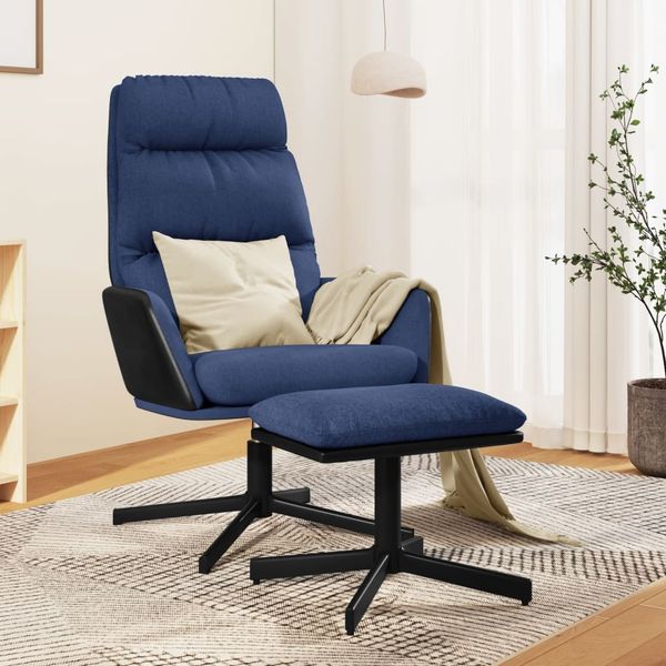 vidaXL Relaxačné kreslo s podnožkou modré látka