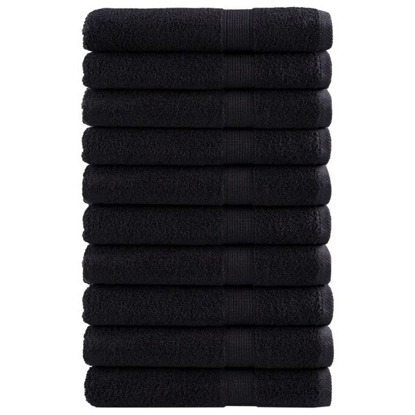 vidaXL Prémiové uteráky SOLUND 10 ks čierne 100x200cm 600 g/m2
