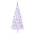 vidaXL Umelý vianočný stromček s 300 LED-i Biela 210 cm PVC a oceľ