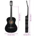 vidaXL Klasická gitara pre začiatočníkov a deti čierna 3/4 39"