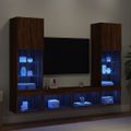 vidaXL 5-dielne TV nástenné skrinky s LED hnedý dub kompozitné drevo