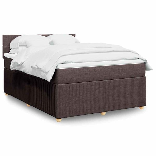 vidaXL Boxspring posteľ s matracom tmavohnedá 140x190 cm látka
