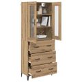 vidaXL Highboard Remeselný dub 69,5 x 34 x 180 cm Kompozitné drevo