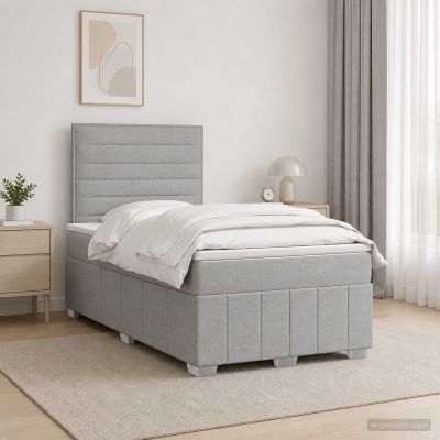 vidaXL LED boxspring posteľ s matracom Svetlosivá 120 x 190 cm Látka
