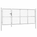 vidaXL Pletená záhradná brána strieborná 350x125 cm pozinkovaná oceľ
