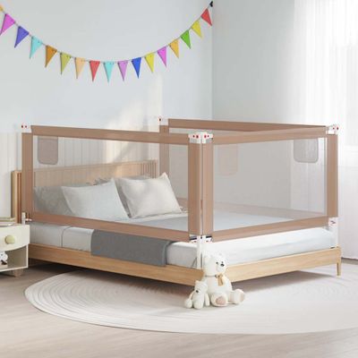 vidaXL Zábrana na detskú posteľ sivohnedá 200x25 cm látka
