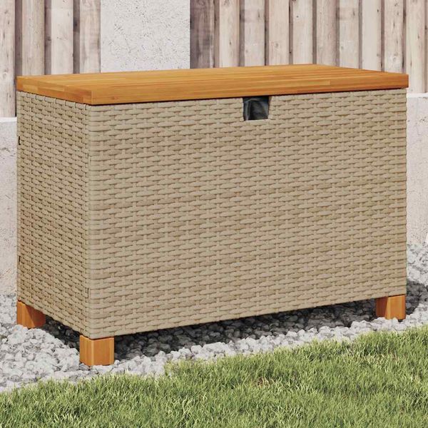 vidaXL Záhradný úložný box béžový 80x40x48 cm polyratan akáciové drevo
