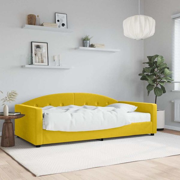 vidaXL Denná posteľ s matracom žltá 100x200 cm zamat