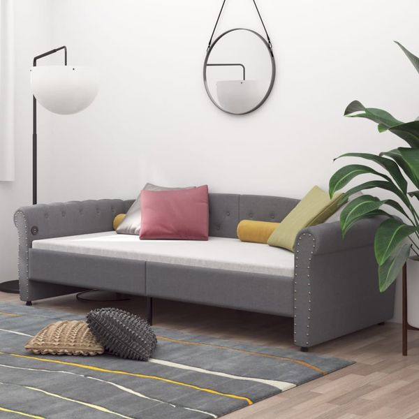 vidaXL Pohovka s USB bledosivá látková 90x200 cm