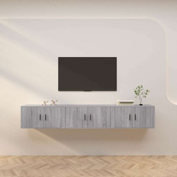 vidaXL Nástenné TV skrinky 3 ks sivé sonoma 80x34,5x40 cm