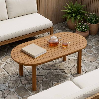 vidaXL Vrchná doska 80 x 40 x 3,5 cm Oválny Husté teakové drevo