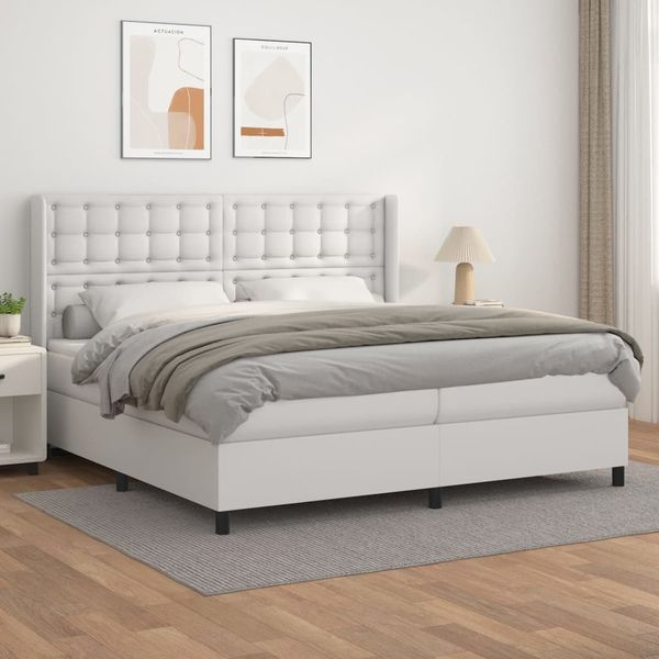 vidaXL Boxspring posteľ s matracom biela 200x200 cm umelá koža