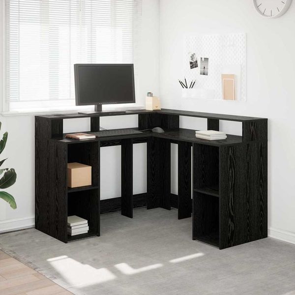 vidaXL Stôl s poličkou Čierny dub 130 x 130 x 91 cm Kompozitné drevo