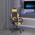 vidaXL Otočná herná stolička čierna a zlatá umelá koža