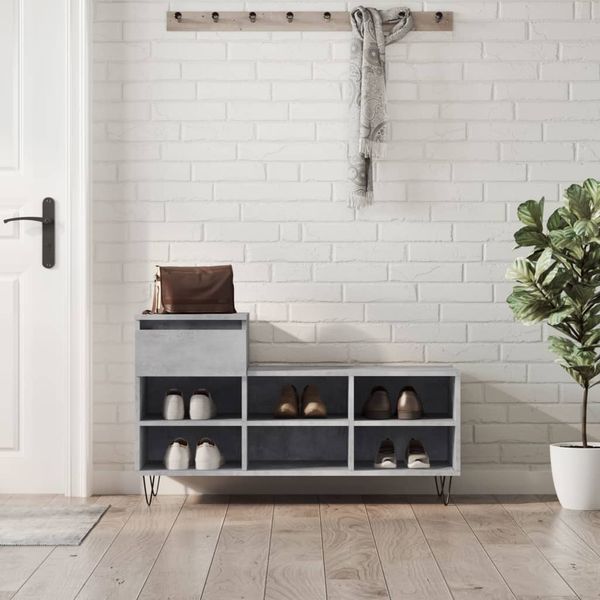 vidaXL Botník betónovo sivý 102x36x60 cm spracované drevo