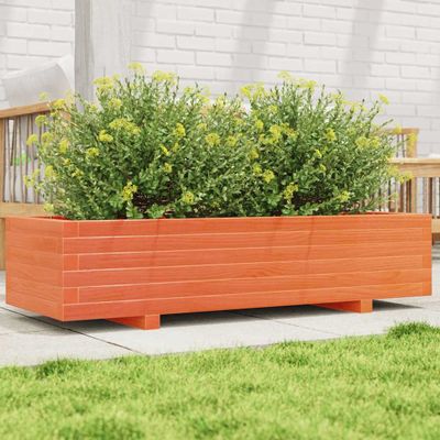 vidaXL Záhradný kvetináč voskovohnedý 110x40x26,5 cm masívna borovica