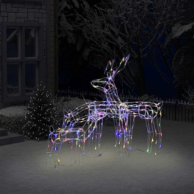 vidaXL 3-dielna vianočná svetelná dekorácia soby 229 LED
