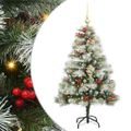 vidaXL Umelý vianočný stromček Zelená a biela 150 cm PVC, kov a plast