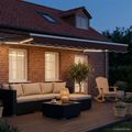 vidaXL Ručný rám markízy s LED Hnedá a biela 3 x 2,5 m