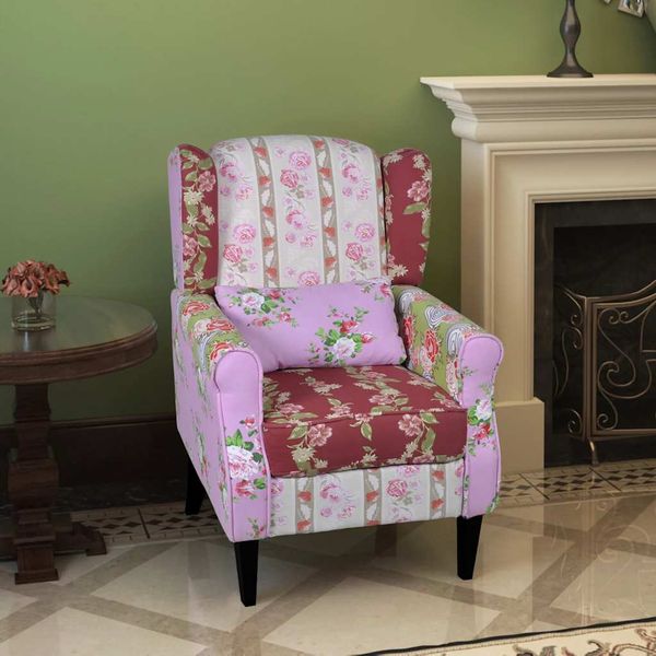 vidaXL Látkové kreslo s patchwork dizajnom